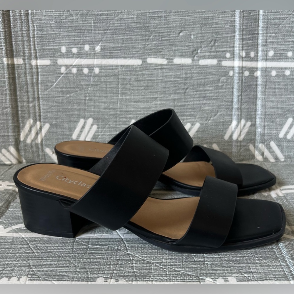 Cityclassified Black Women's Mule Sandals, Size 7.5